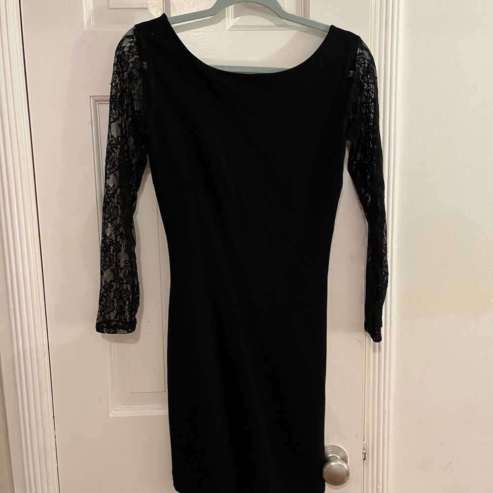 Zara Backless little black dress with lace sleeves. Barely worn.